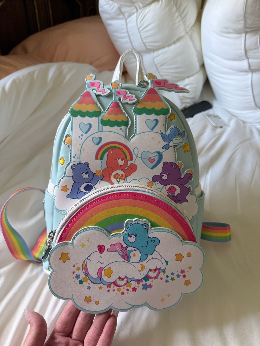 Loungefly Pastel Care Bears Rainbow Mini Backpack